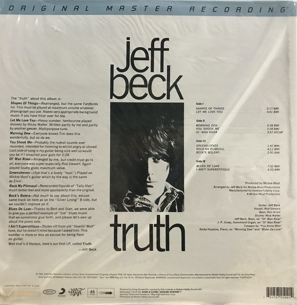 Jeff Beck : Truth (2x12", Album, Ltd, Num, RE, RM, Gat)