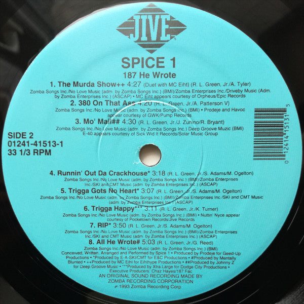 Spice 1 : 187 He Wrote (LP, Album)