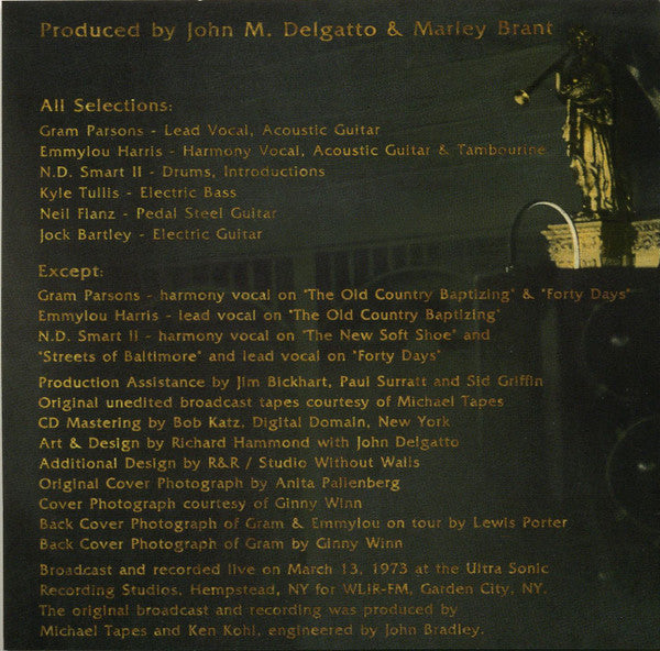 Gram Parsons & The Fallen Angels : Live 1973 (CD, Album, RE, Gol)