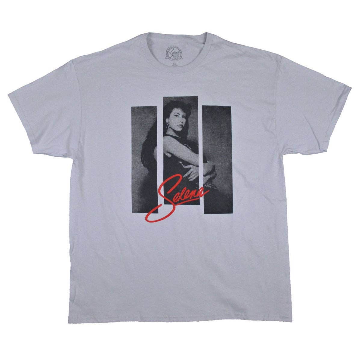 Selena 3 Strips Photo on Platinum Gray Tee T-shirt