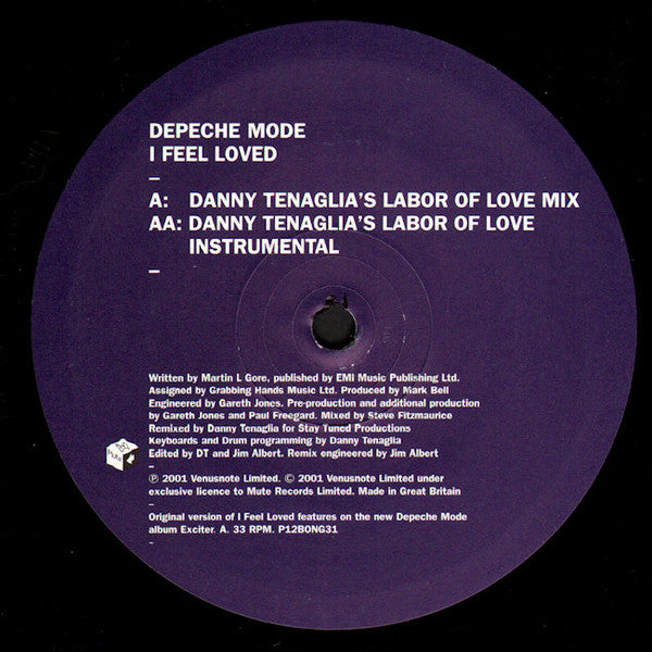 Depeche Mode : I Feel Loved (12", Single, Promo)