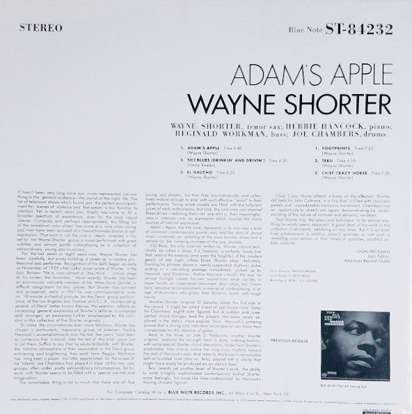Wayne Shorter : Adam's Apple (LP, Album, Ltd, RE, RP, 180)