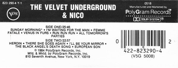 The Velvet Underground & Nico (3) : The Velvet Underground & Nico (Cass, Album, RE, RM, Off)