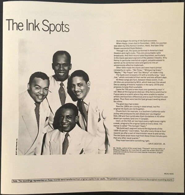 The Ink Spots : The Best Of The Ink Spots (2xLP, Comp, RE, Pin)