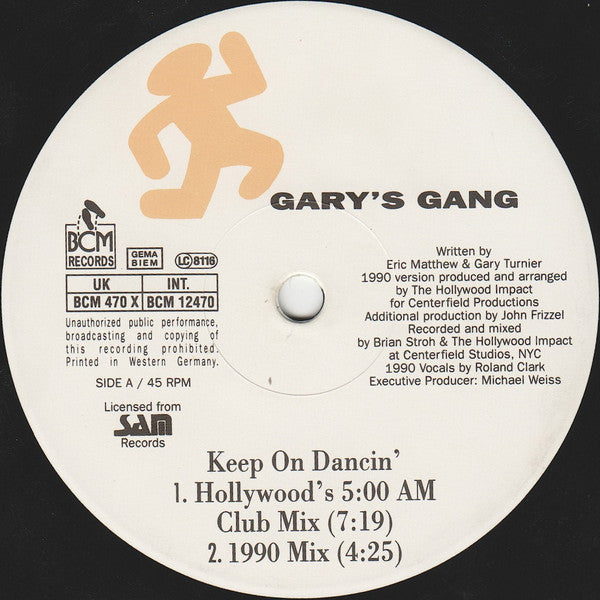 Gary's Gang : Keep On Dancin' 1990 (12")