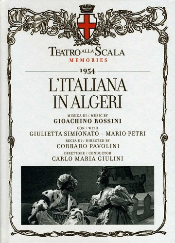 the album cover for Rossini / Giulini / Simionato / Petri / Valletti - L'italiana in Algeri