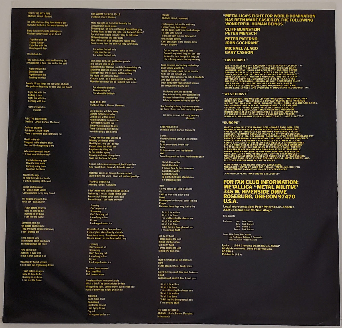 Metallica - Ride The Lightning (Pre-Owned Vinyl)