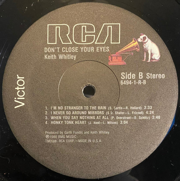 Keith Whitley : Don't Close Your Eyes (LP, Album, Abr)