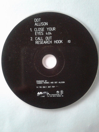 Dot Allison : Close Your Eyes (CD, Single, Promo)