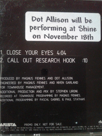 Dot Allison : Close Your Eyes (CD, Single, Promo)