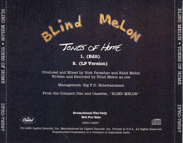 Blind Melon : Tones Of Home (CD, Single, Promo)