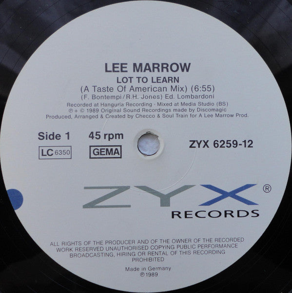Lee Marrow : Lot To Learn (12")