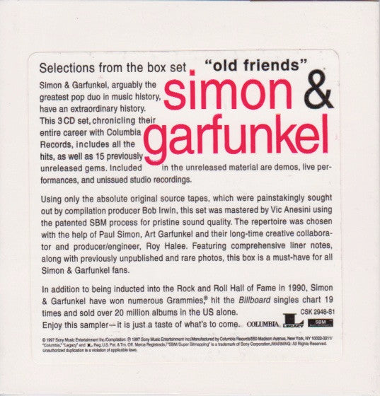Simon & Garfunkel : Selections From The Box Set "Old Friends" (CD, Comp, Promo, Smplr)