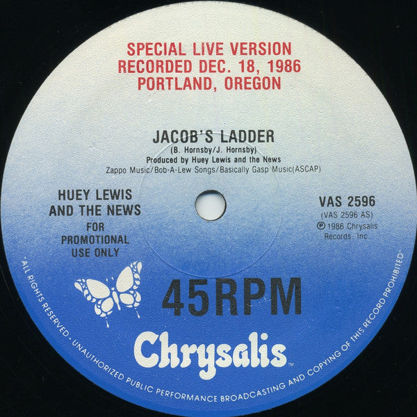 Huey Lewis And The News* : Jacob's Ladder (Special Live Version) (12", Promo)