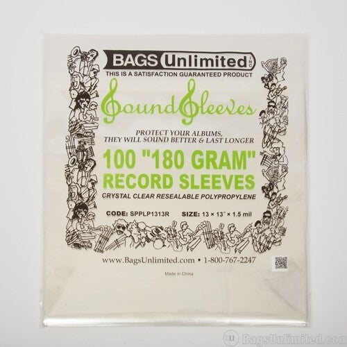 Bags Unlimited - 12 Inch 180G LP Jacket Sleeve - Resealable - 100 Ct