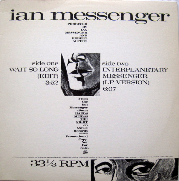 Ian Messenger : Wait So Long (Edit) / Interplanetary Messenger (12", Promo)