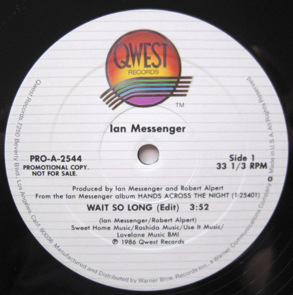 Ian Messenger : Wait So Long (Edit) / Interplanetary Messenger (12", Promo)