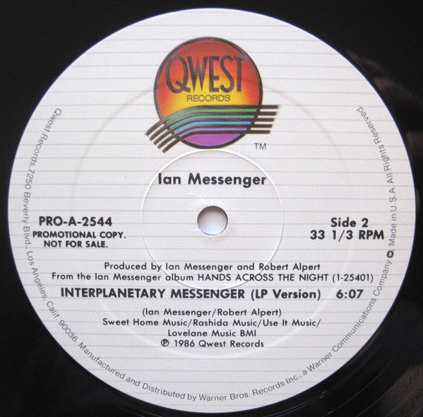 Ian Messenger : Wait So Long (Edit) / Interplanetary Messenger (12", Promo)