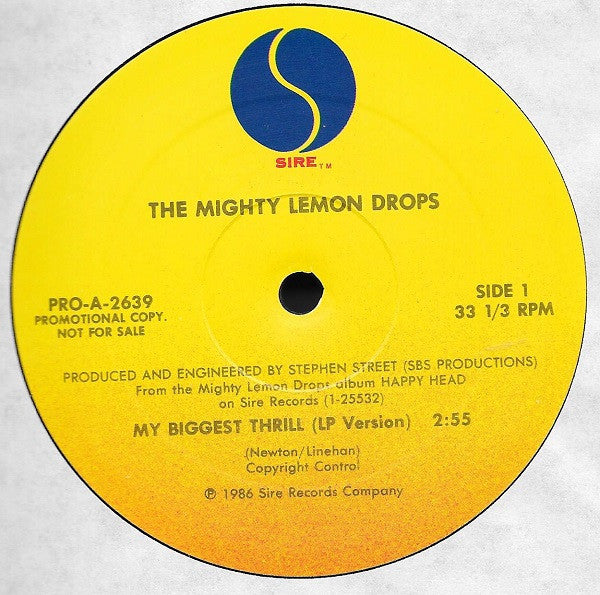 The Mighty Lemon Drops : My Biggest Thrill (12", Promo)