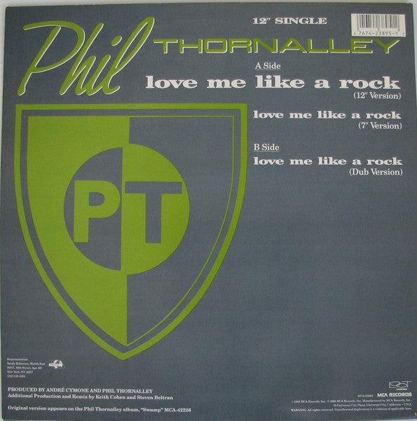 Phil Thornalley : Love Me Like A Rock (12", Single, Pin)
