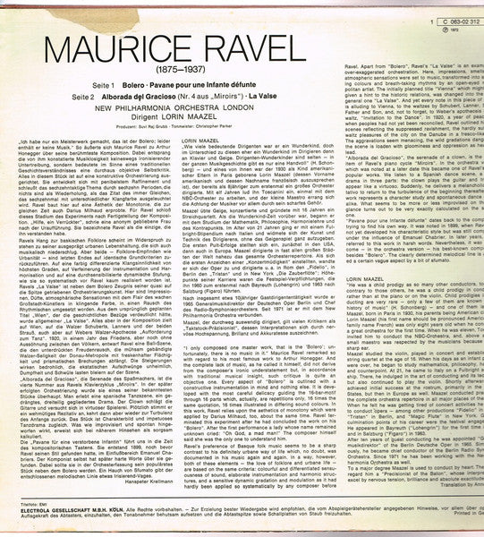 Ravel* - Lorin Maazel, The New Philharmonia Orchestra* : Bolero / Pavane Pour Une Infante Défunte / Alborada Del Gracioso / La Valse(LP, Gol)
