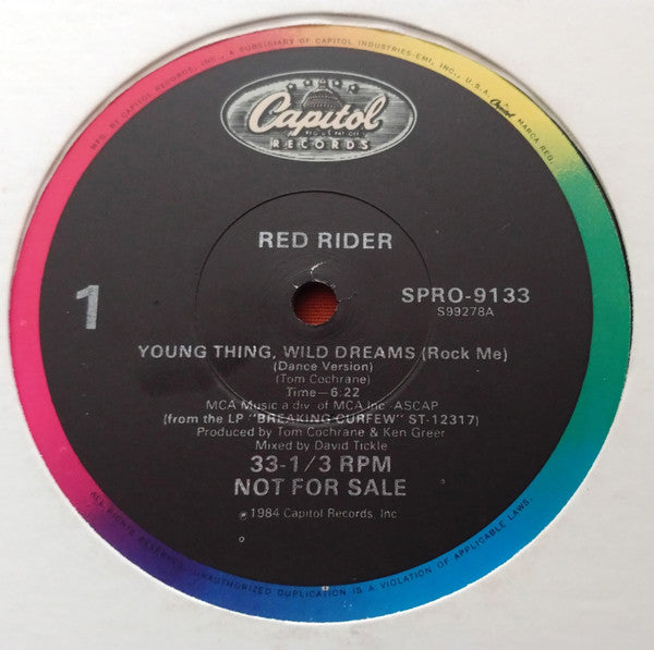 Red Rider : Young Thing, Wild Dreams (Rock Me) (12", Single, Ltd, Promo)