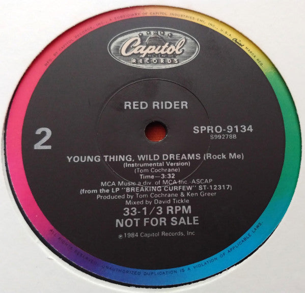 Red Rider : Young Thing, Wild Dreams (Rock Me) (12", Single, Ltd, Promo)