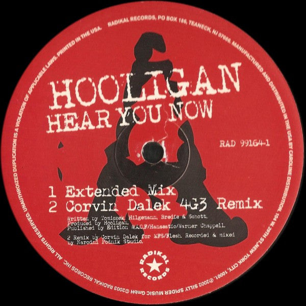 Hooligan* : Hear You Now (12")