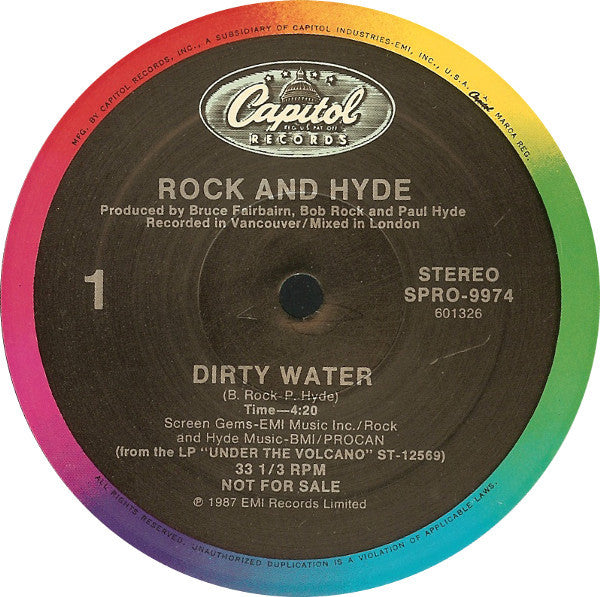 Rock And Hyde : Dirty Water (12", Single, Promo)