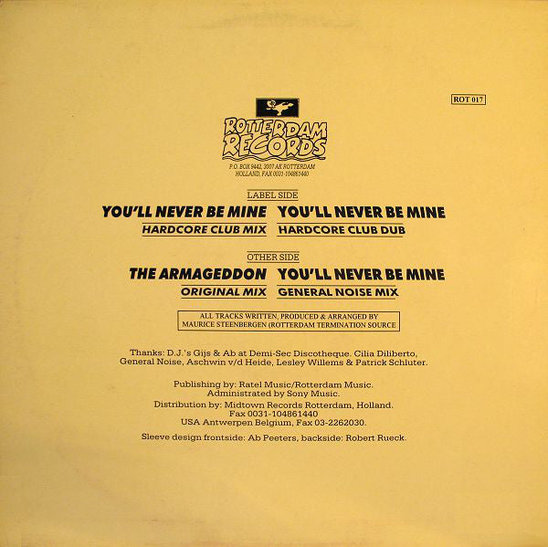 Armageddon : You'll Never Be Mine (12")
