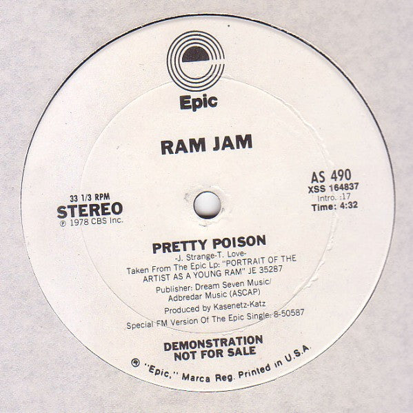 Ram Jam : Hurricane Ride / Pretty Poison (12", Promo)