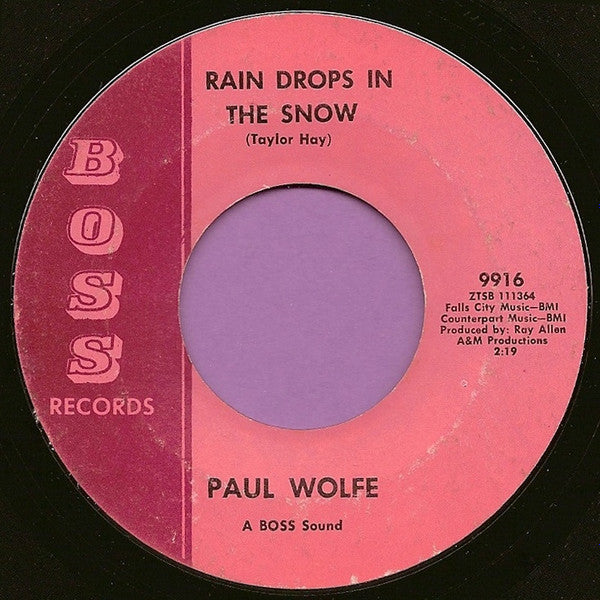 Paul Wolfe (8) : Rain Drops In The Snow / A Long Long Time (7")