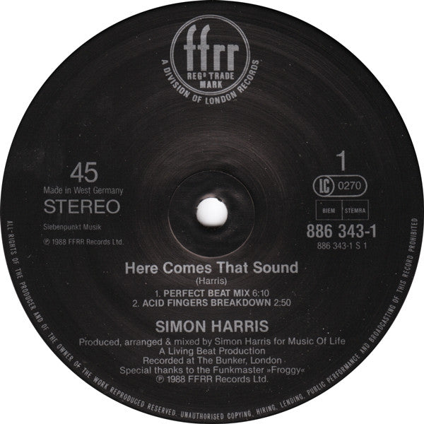 Simon Harris : Here Comes That Sound (12")