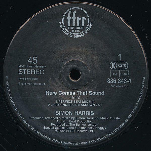 Simon Harris : Here Comes That Sound (12")