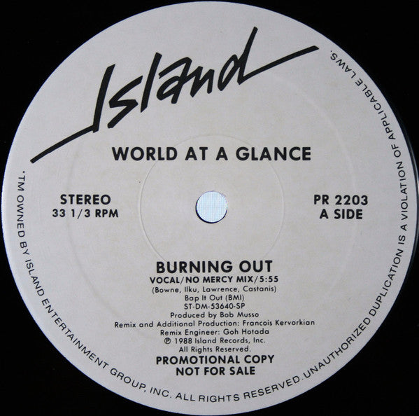 World At A Glance : Burning Out (12", Promo)