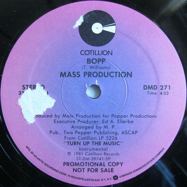 Mass Production : Turn Up The Music / Bopp (12", Promo)