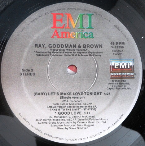 Ray, Goodman & Brown : (Baby) Let's Make Love Tonight (12")