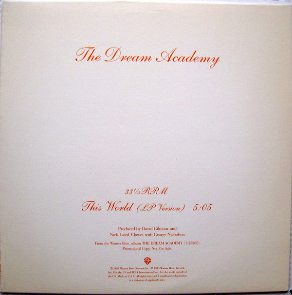 The Dream Academy : This World (12", Single, Promo)