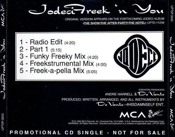 Jodeci : Freek'n You (CD, Single, Promo)