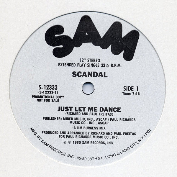Scandal (2) : Just Let Me Dance (12", Single, Promo)