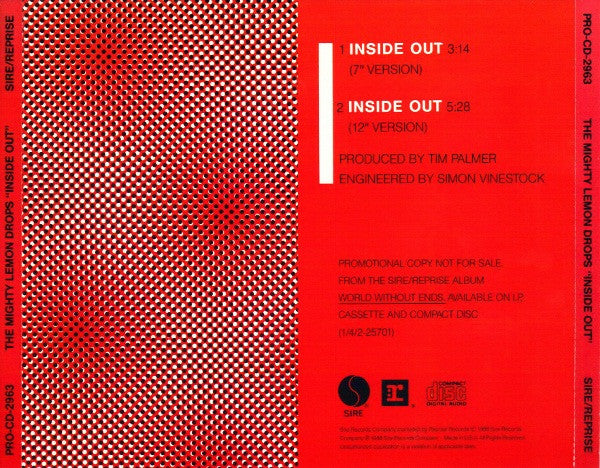 The Mighty Lemon Drops : Inside Out (CD, Single, Promo)
