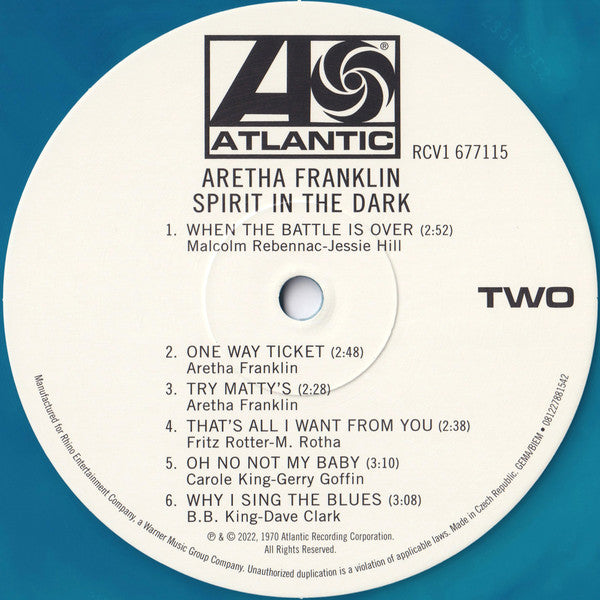 Aretha Franklin : Spirit In The Dark (LP, Album, Mono, Club, RE, Blu)