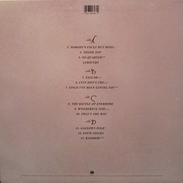 Jimmy Page, Robert Plant : No Quarter: Jimmy Page & Robert Plant Unledded (2xLP, Album)