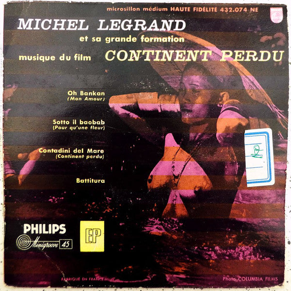 Michel Legrand Et Sa Grande Formation : Musique Du Film Continent Perdu (7", EP, Mono, RP)