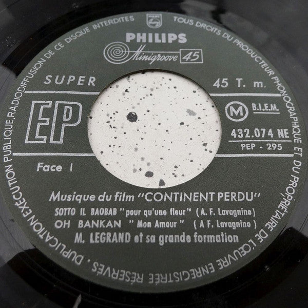 Michel Legrand Et Sa Grande Formation : Musique Du Film Continent Perdu (7", EP, Mono, RP)