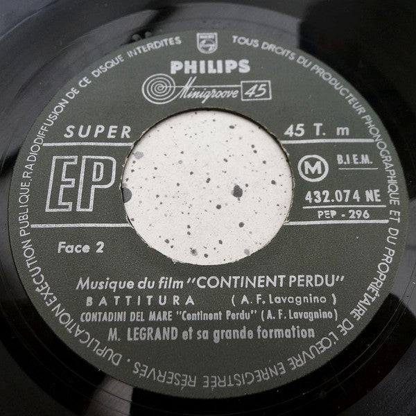 Michel Legrand Et Sa Grande Formation : Musique Du Film Continent Perdu (7", EP, Mono, RP)