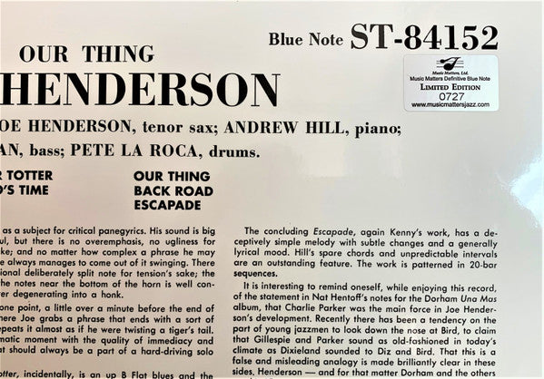 Joe Henderson : Our Thing (2x12", Album, Ltd, Num, RE, 180)