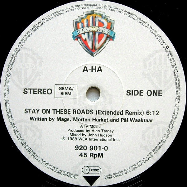 a-ha : Stay On These Roads (Extended Remix) (12", Maxi)