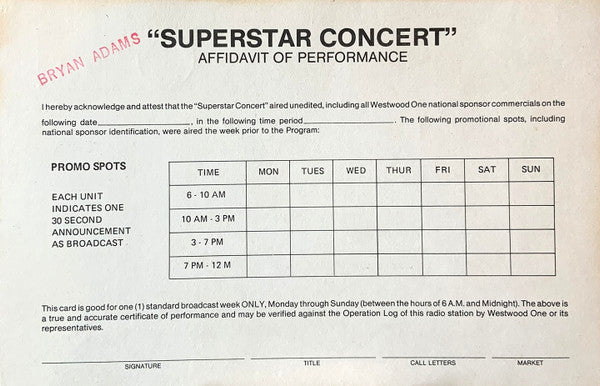 Bryan Adams : Superstar Concert Series (3xLP, Transcription + Box)