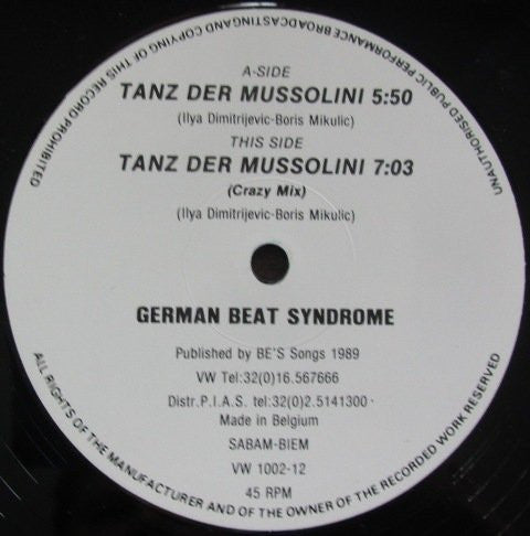 German Beat Syndrome : Tanz Der Mussolini (12")